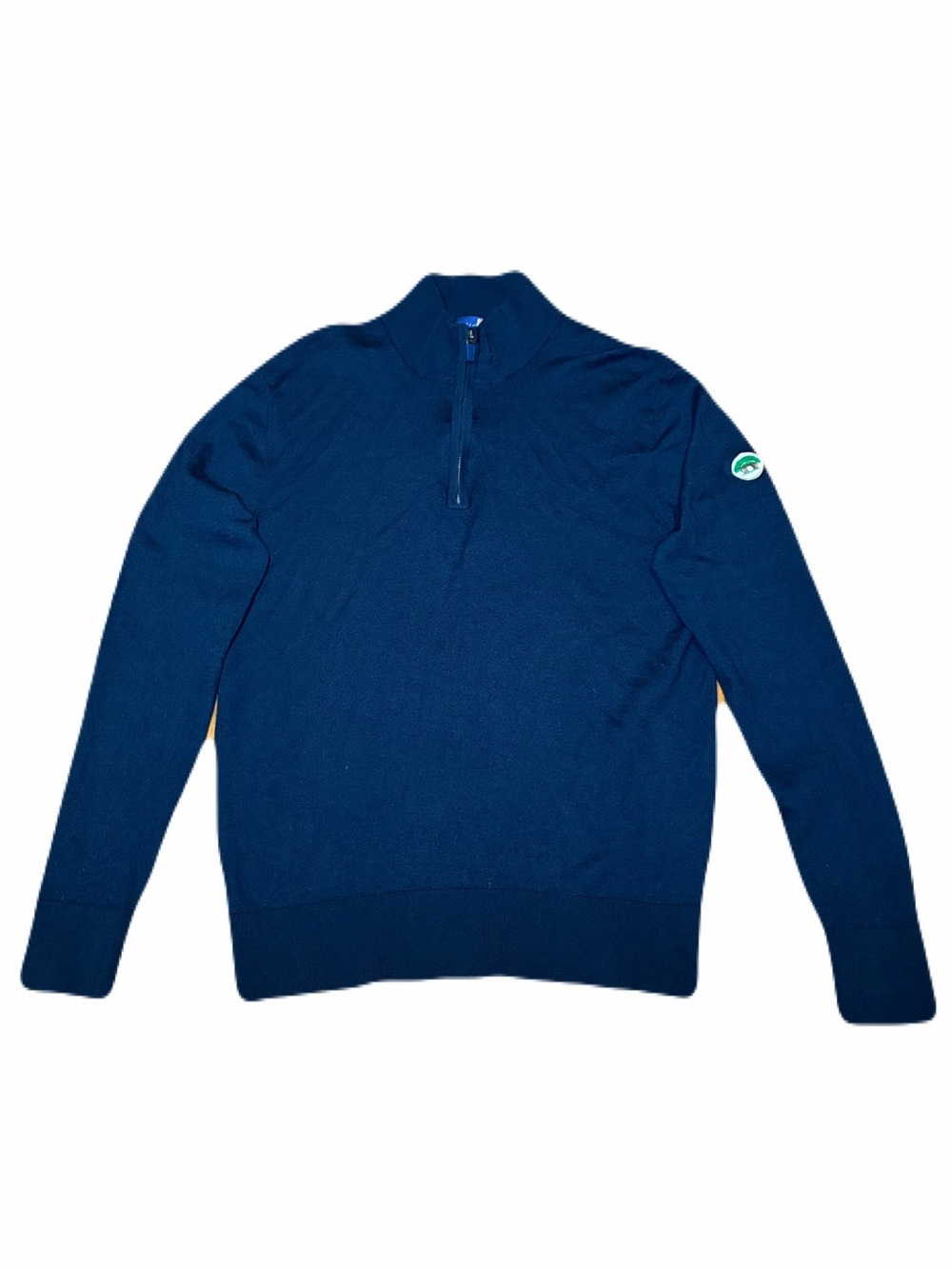 Stitch Golf Merino Wool Quarter Zip Sweater in Navy, size Large